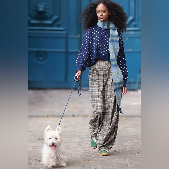 Free People Navy and Light Blue Cowl Neck Sweater - Picture 2 of 13